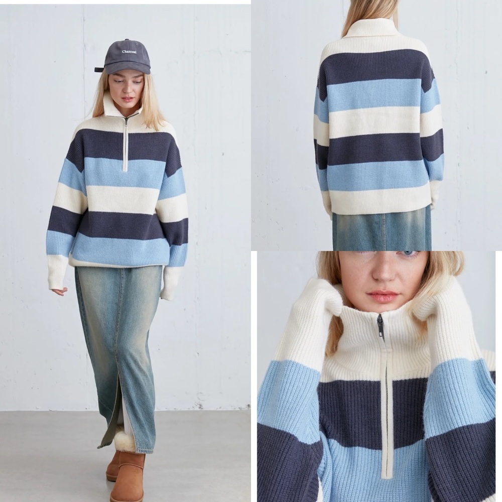 Oak + Fort Half Zip Sweater Size Small